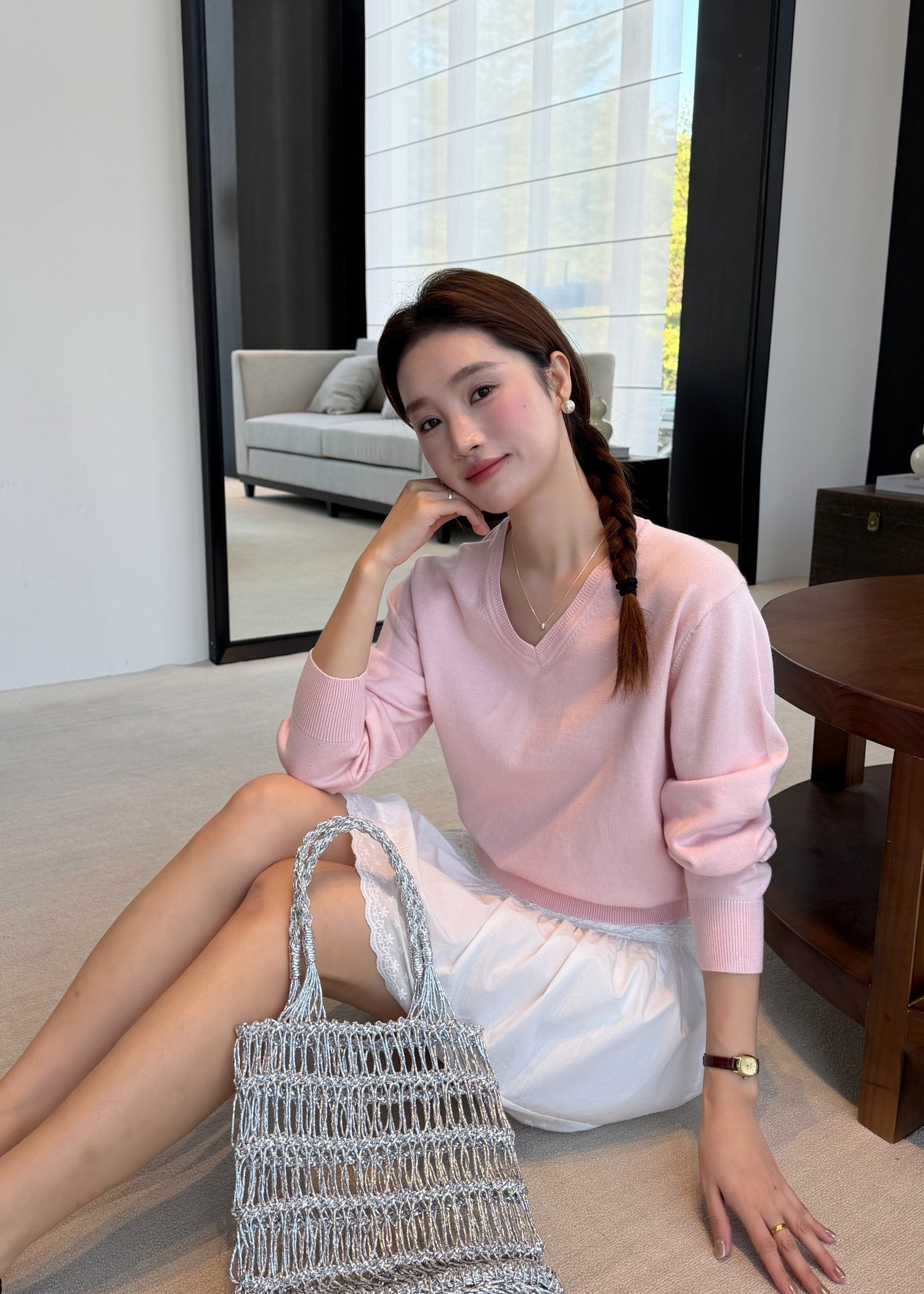 Baby Fluffy Long Sleeve Top in Pink