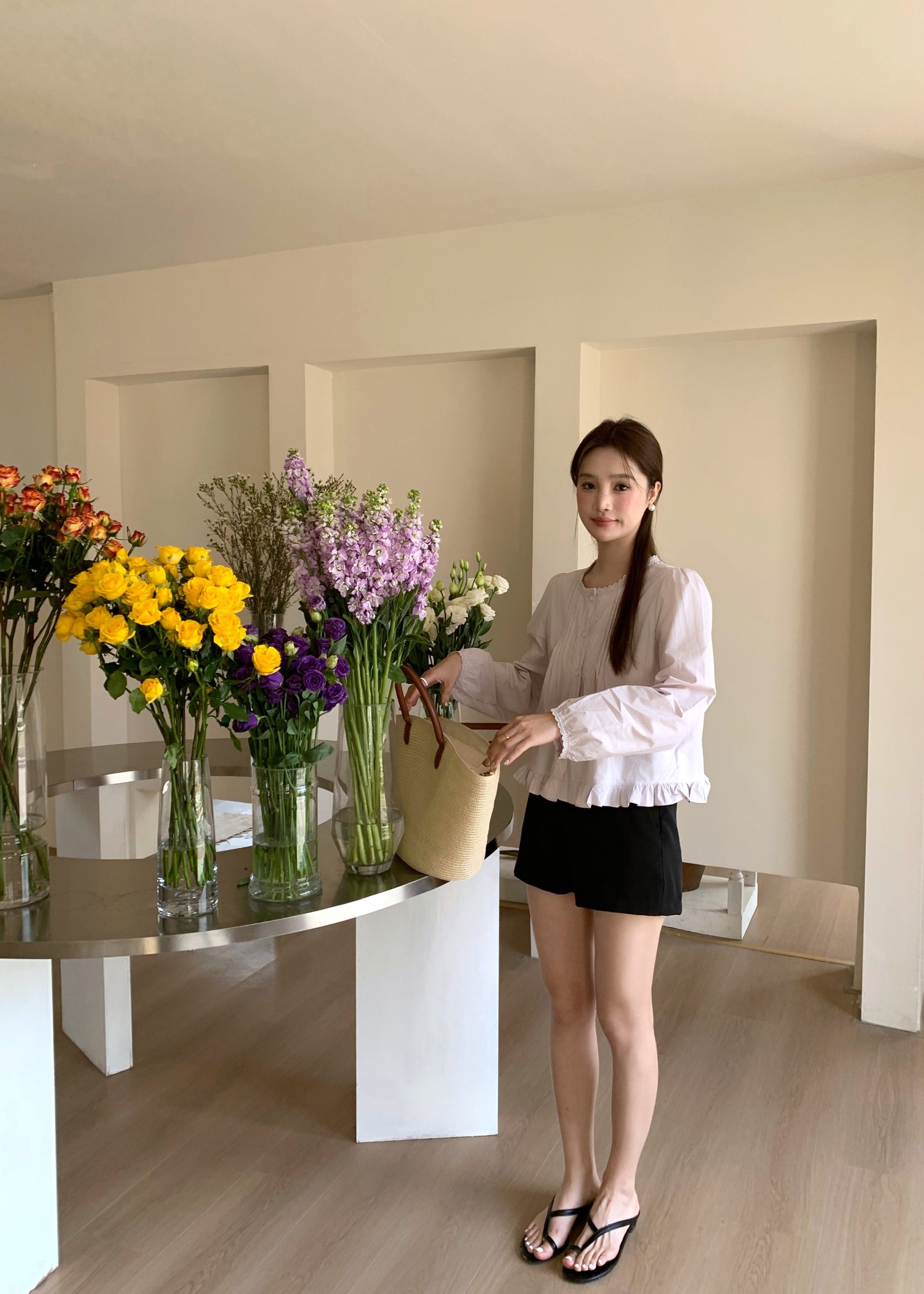 Serene Lacey Pleated Blouse in Baby Yam