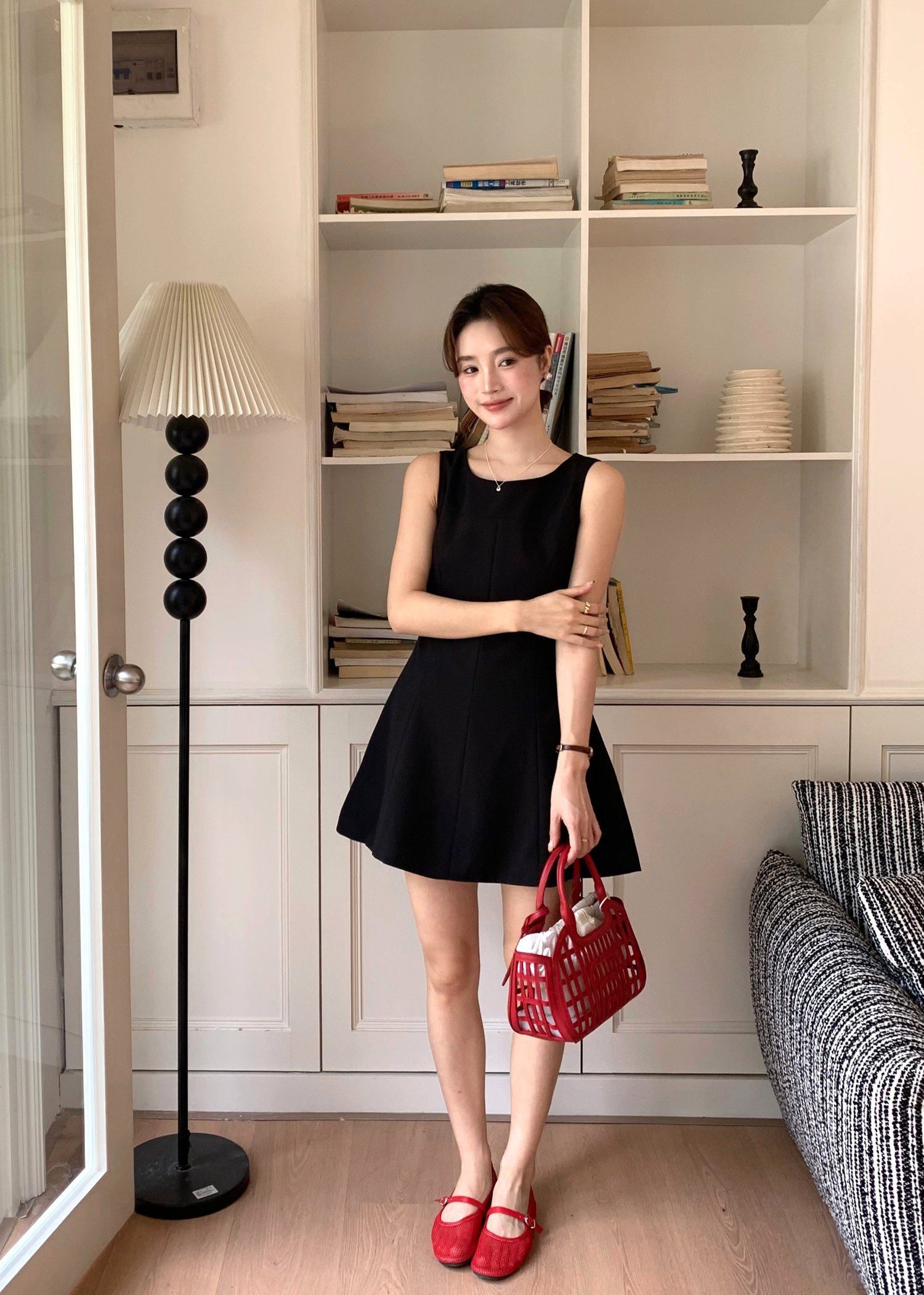 Grace A-line Mini Dress in Black