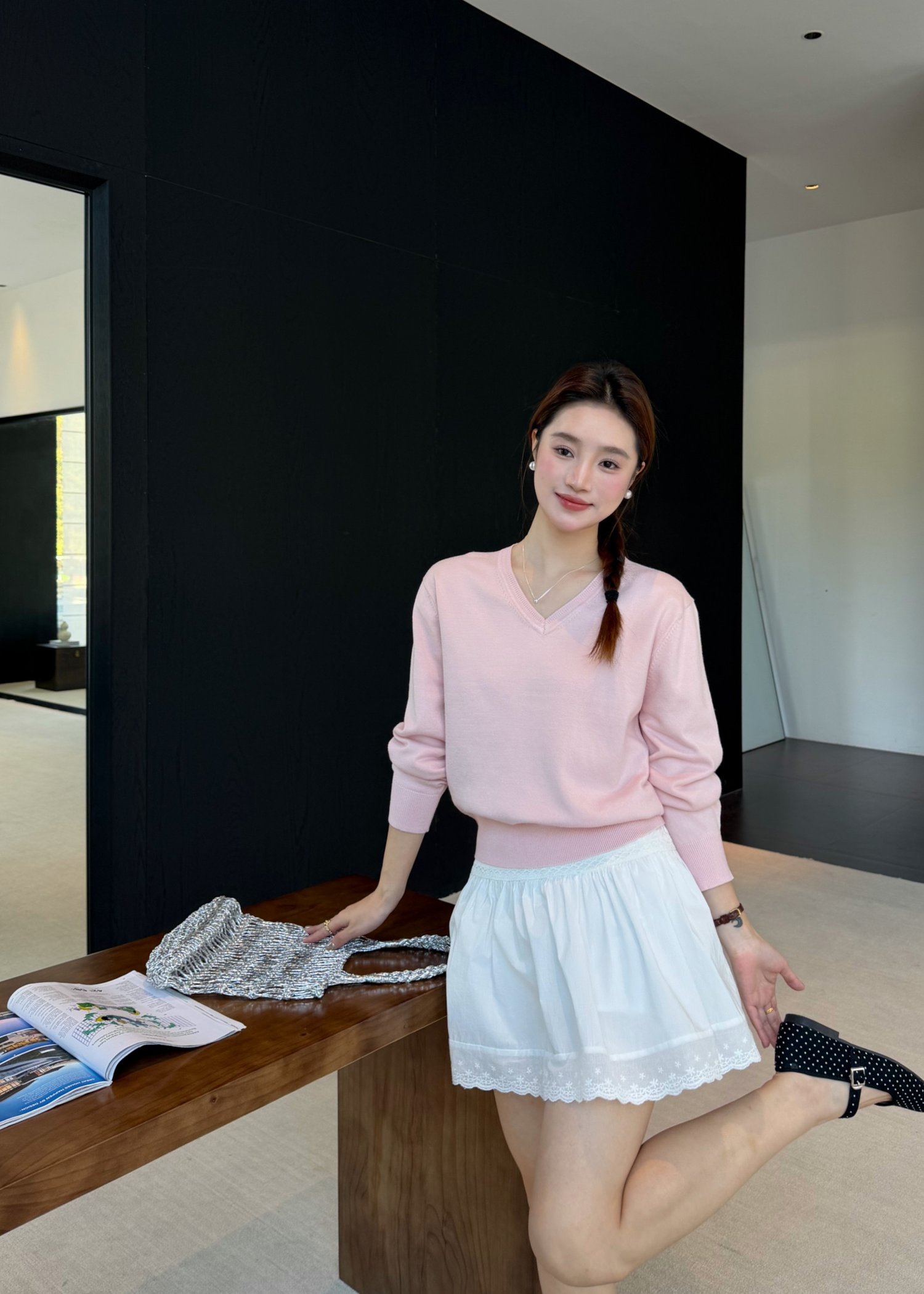 Baby Fluffy Long Sleeve Top in Pink