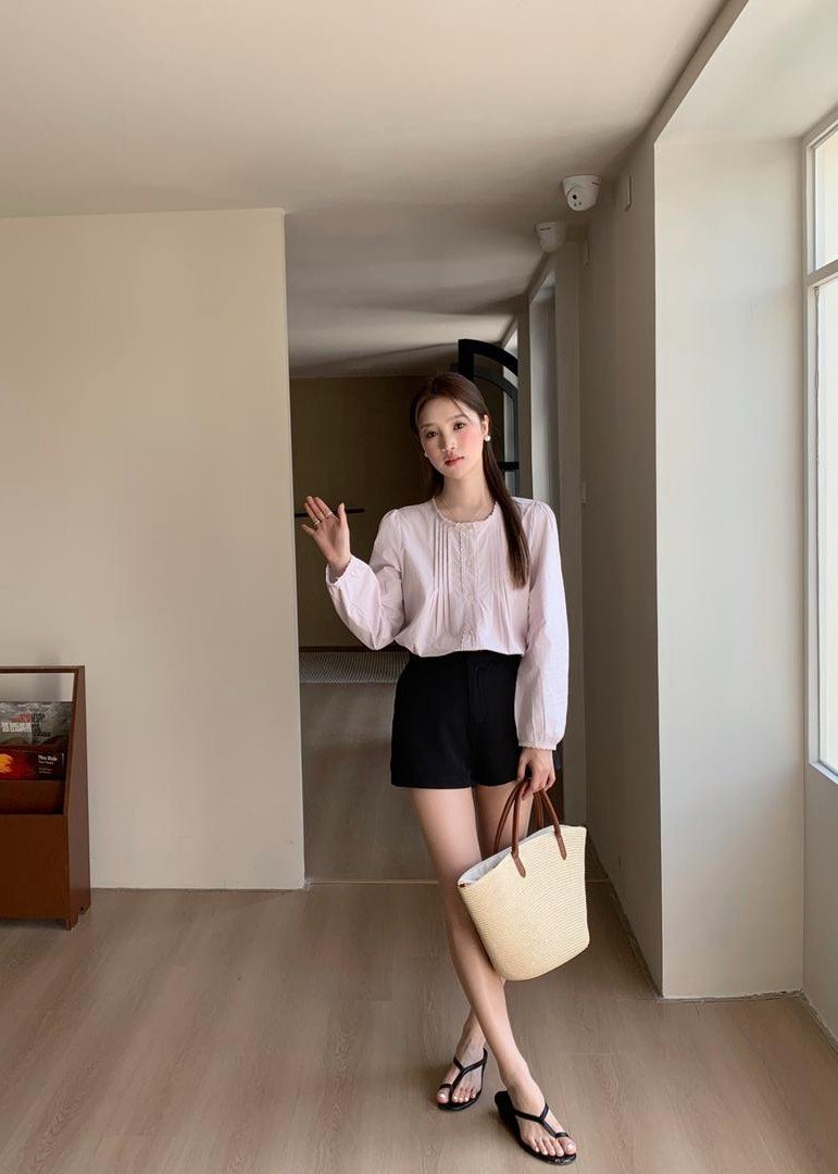 Serene Lacey Pleated Blouse in Baby Yam