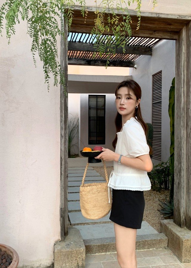 (BACKORDER) Helena Ribbon Lacey Blouse in White