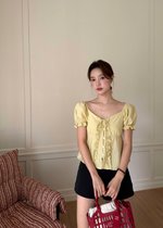 (DEFECT) Colette Ruffles Blouse in Mustard Yellow