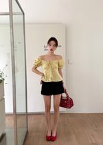 (DEFECT) Colette Ruffles Blouse in Mustard Yellow