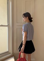 Leyra Checkered Ruffles Top in Blue