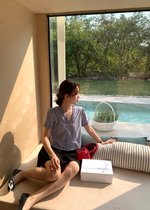 Leyra Checkered Ruffles Top in Blue