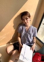 Leyra Checkered Ruffles Top in Blue