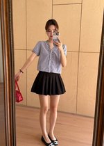 Leyra Checkered Ruffles Top in Blue