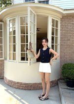 Estelle Tweed Top in Navy Blue