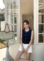 Estelle Tweed Top in Navy Blue