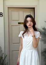 (DEFECT) Elise Embroidery Eyelet Dress in White