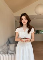 (DEFECT) Elise Embroidery Eyelet Dress in White