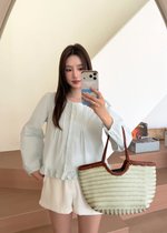 Serene Lacey Pleated Blouse in Baby Green