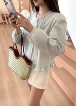 Serene Lacey Pleated Blouse in Baby Green