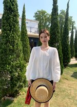 Arris Lacey Pleated Blouse in White