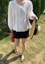 Arris Lacey Pleated Blouse in White