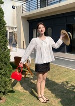 Arris Lacey Pleated Blouse in White