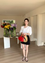 Chloe Polka Dot Ruffle Skort in Black