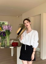 Arris Lacey Pleated Blouse in White