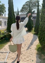 (DEFECT) Arris Lacey Pleated Blouse in Milk Green