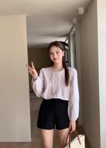 Serene Lacey Pleated Blouse in Baby Yam