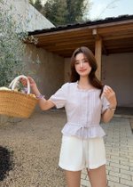 (BACKORDER) Helena Ribbon Lacey Blouse in Yam