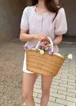 (BACKORDER) Helena Ribbon Lacey Blouse in Yam