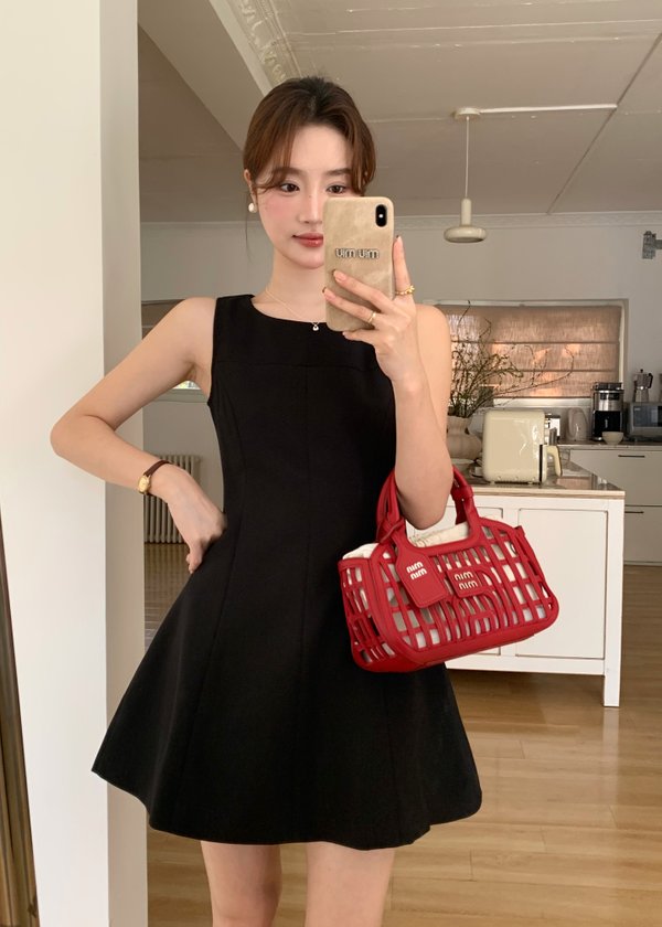 Grace A-line Mini Dress in Black