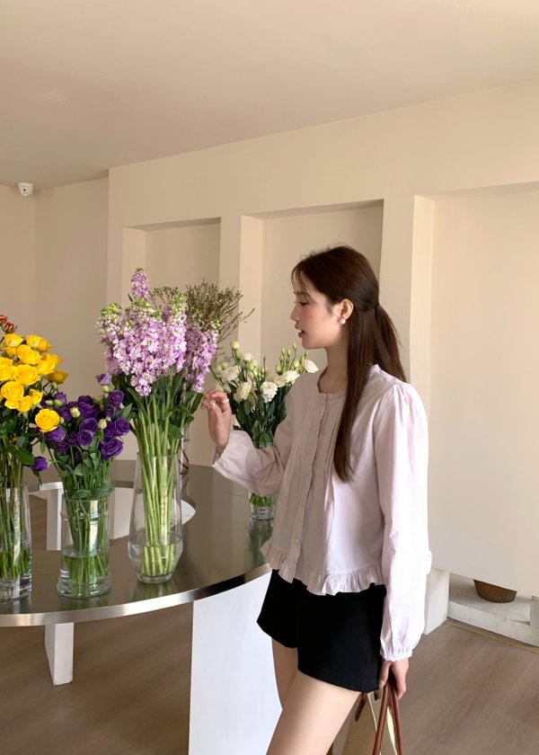 Serene Lacey Pleated Blouse in Baby Yam