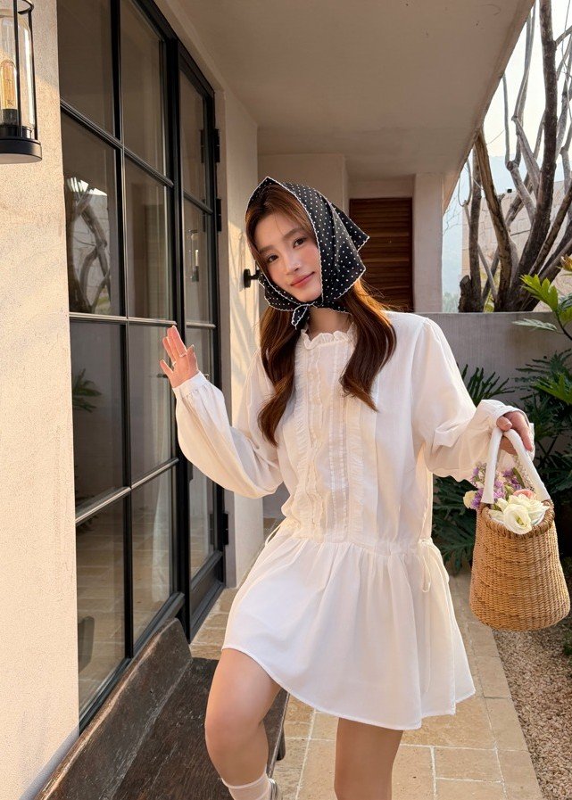 Claris Garden Ruffle Dress in White