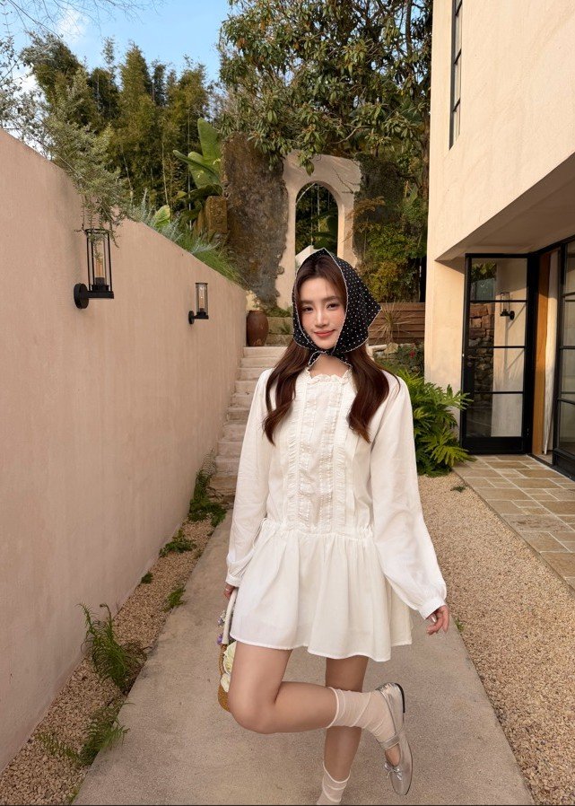 Claris Garden Ruffle Dress in White