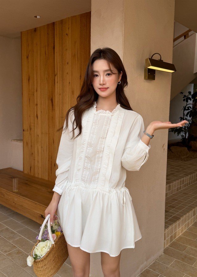 Claris Garden Ruffle Dress in White