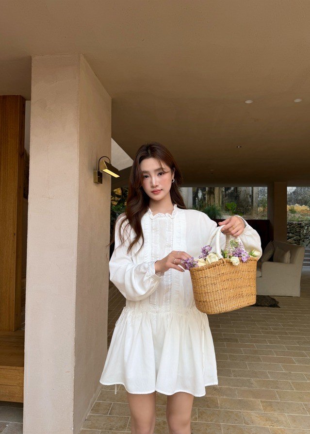 Claris Garden Ruffle Dress in White