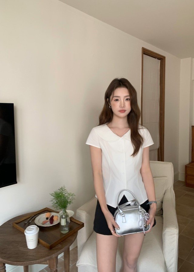 Hazel Collar Top in White