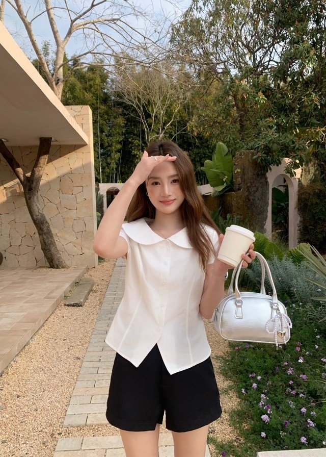 Hazel Collar Top in White