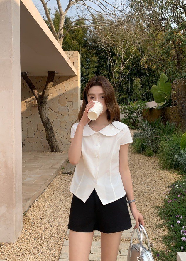 Hazel Collar Top in White