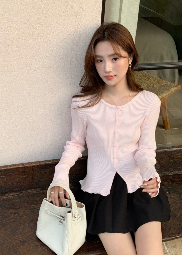 Janis Fufu Knit Top in Baby Pink