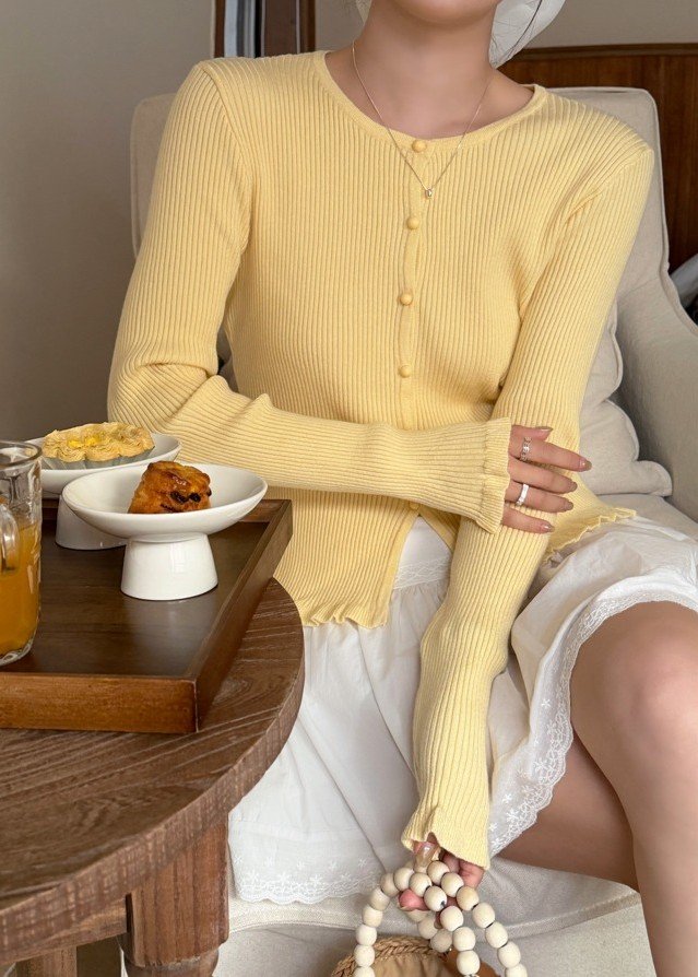 Janis Fufu Knit Top in Baby Yellow