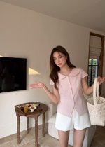 Hazel Collar Top in Pink