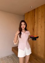 Hazel Collar Top in Pink