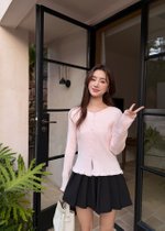 Janis Fufu Knit Top in Baby Pink