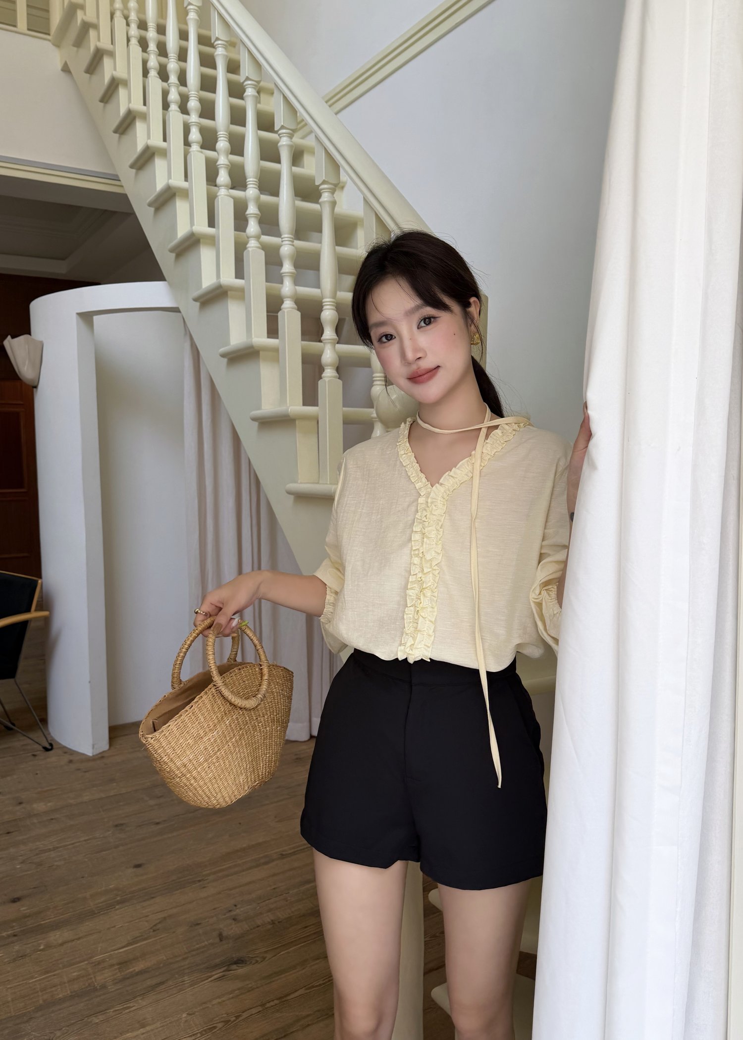 Emma Ruffles Blouse in Butter