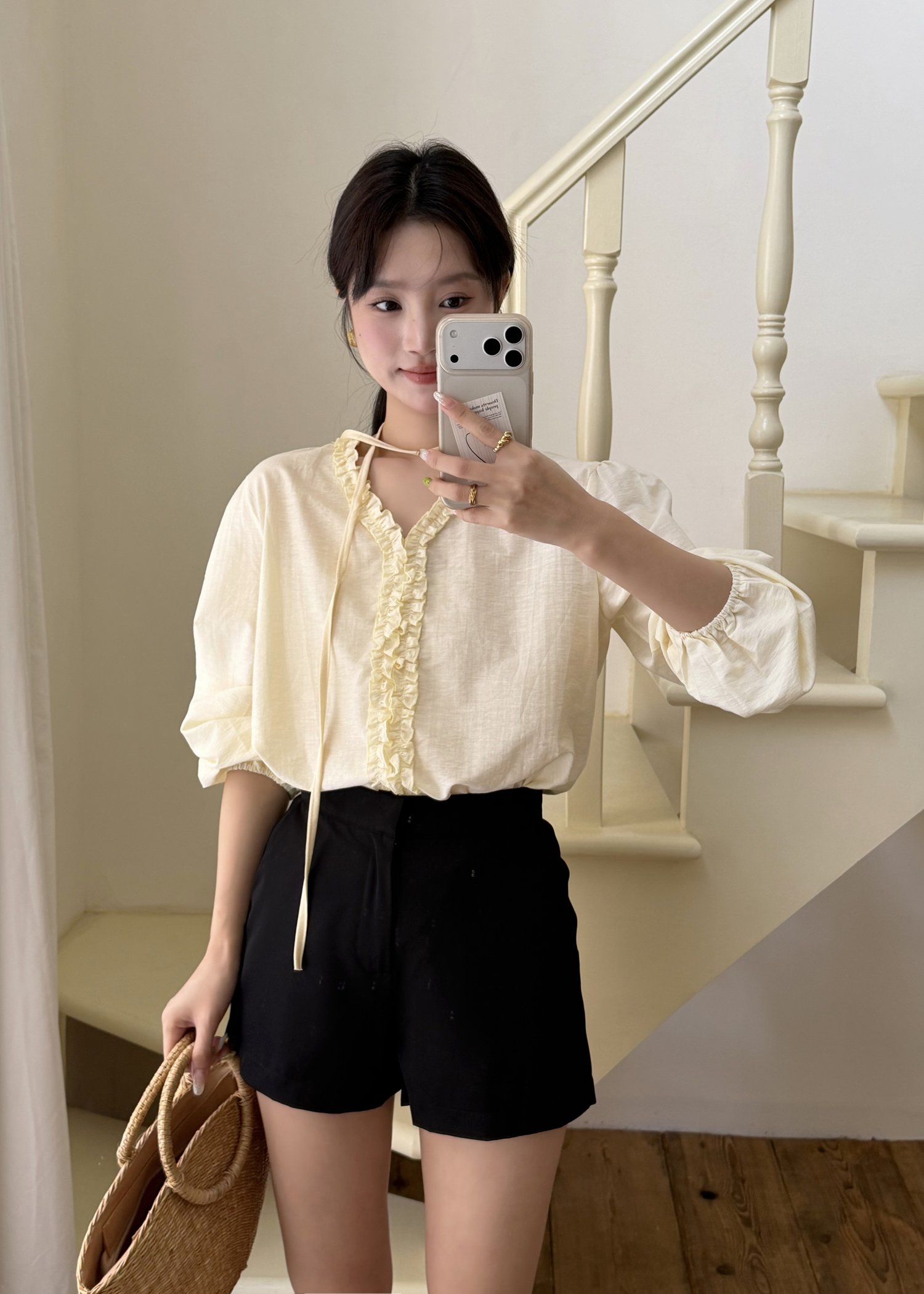 Emma Ruffles Blouse in Butter
