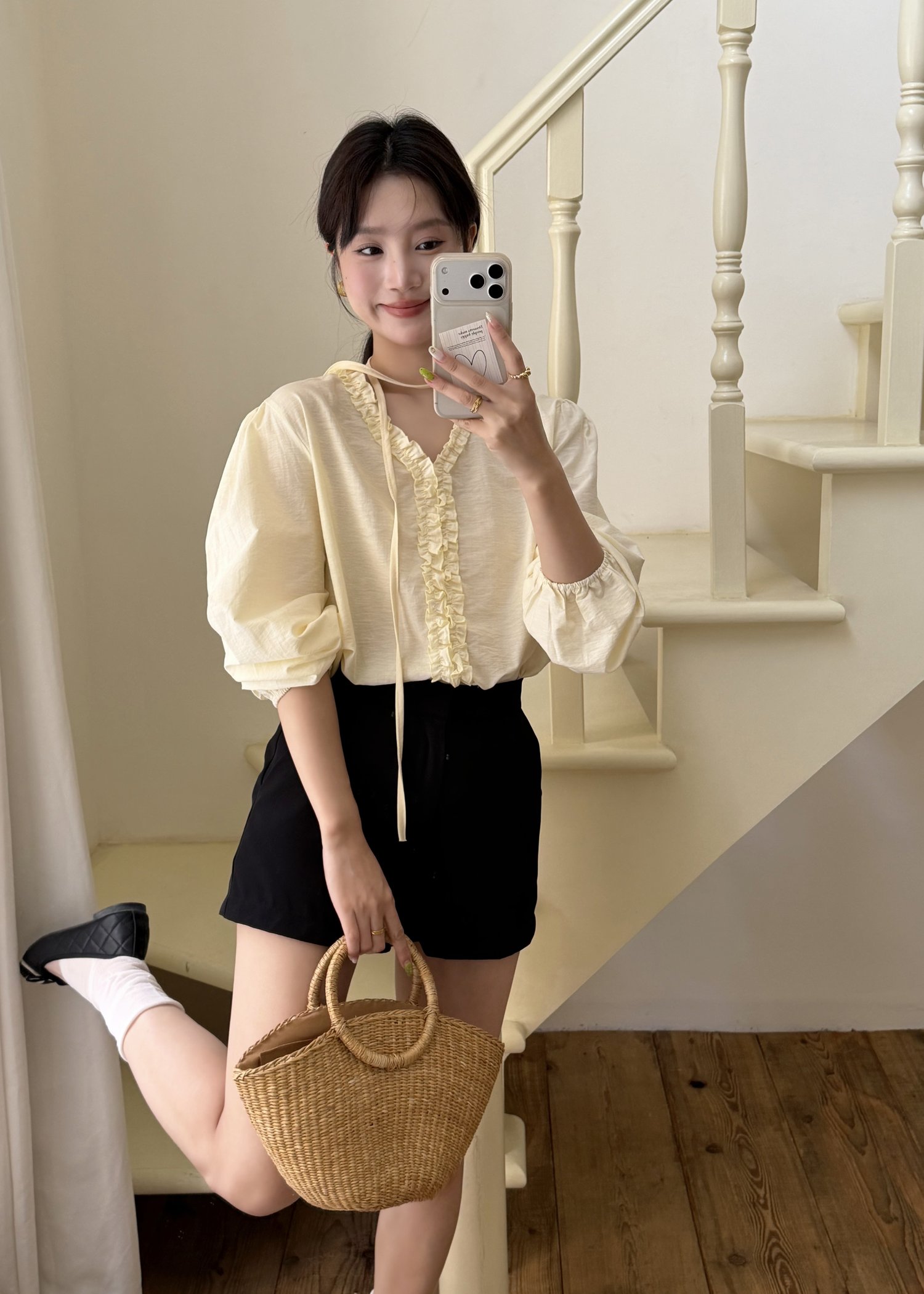 Emma Ruffles Blouse in Butter