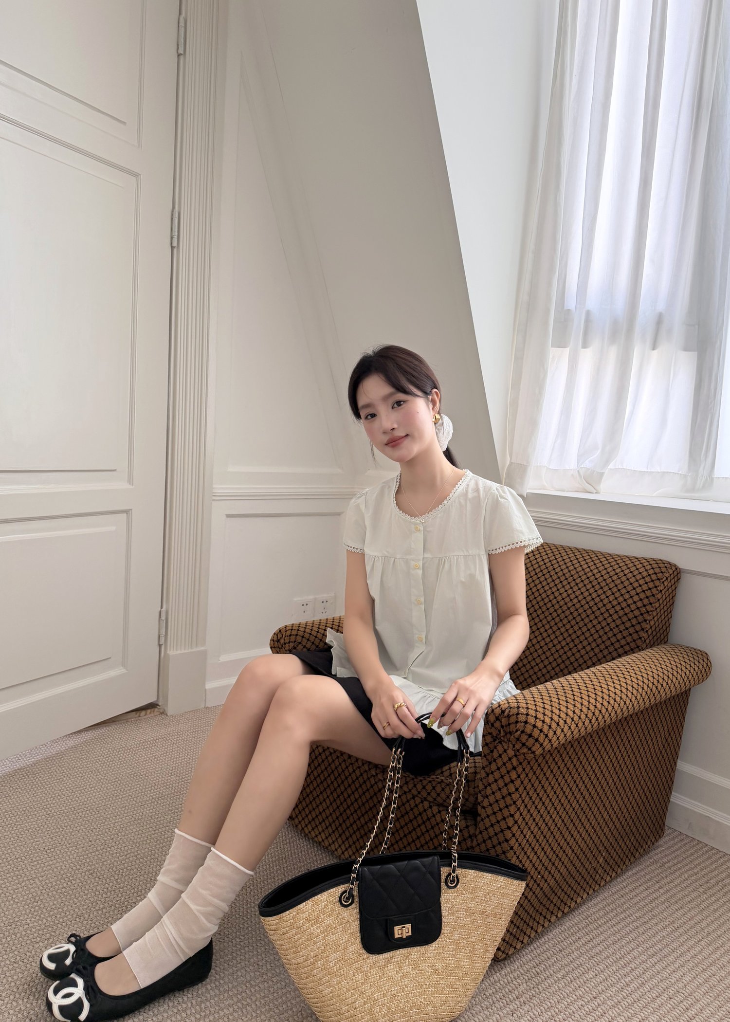 Leyla Flare Blouse in Baby Green