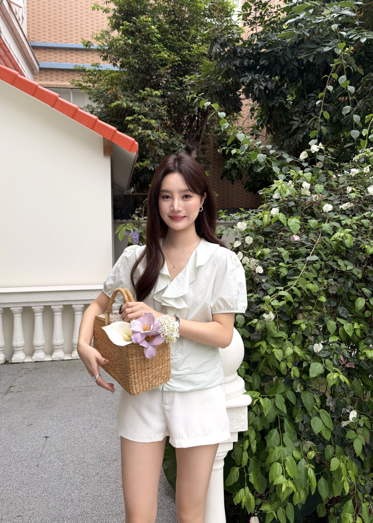 Erica Ruffles Blouse in Baby Green