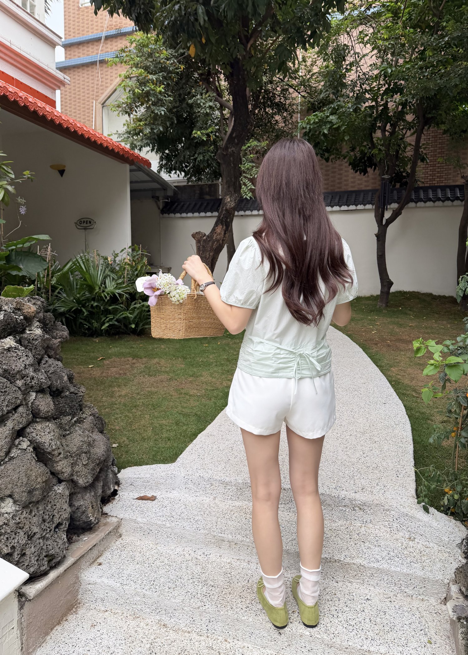 Erica Ruffles Blouse in Baby Green