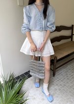 Emma Ruffles Blouse in Blue