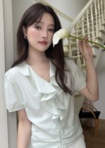 Erica Ruffles Blouse in Baby Green