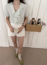 Erica Ruffles Blouse in Baby Green